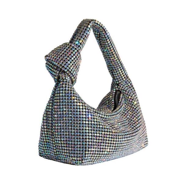 Rhinestones Crystal Clutch Evening Bag MULTI CRYSTAL TOP HANDLE BAG - Picture 2 of 8